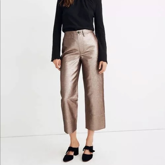 Madewell Pants - NWT Madewell Slim Emmett Wide Leg Crop Metallic 26